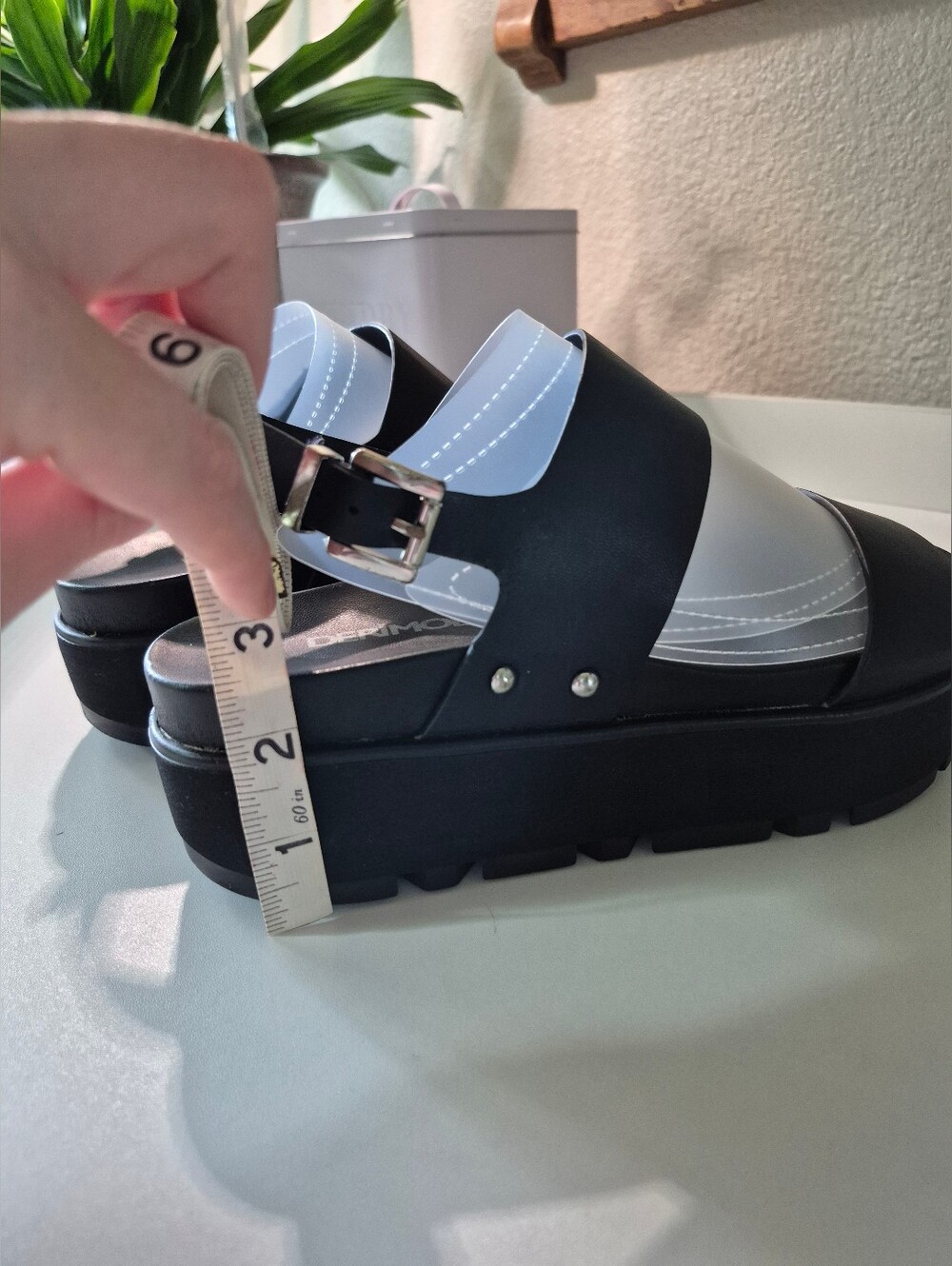 Derimod Genuine Turkish Leather Chunky Platform Strappy Sandals Black Trendy 7.5 - Picture 3 of 7